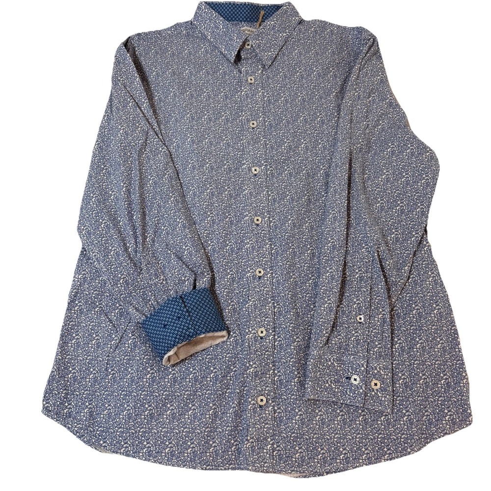 Nick Graham Blue Paisley Button Front Long Sleeve Shirt Men's Size‎ XL